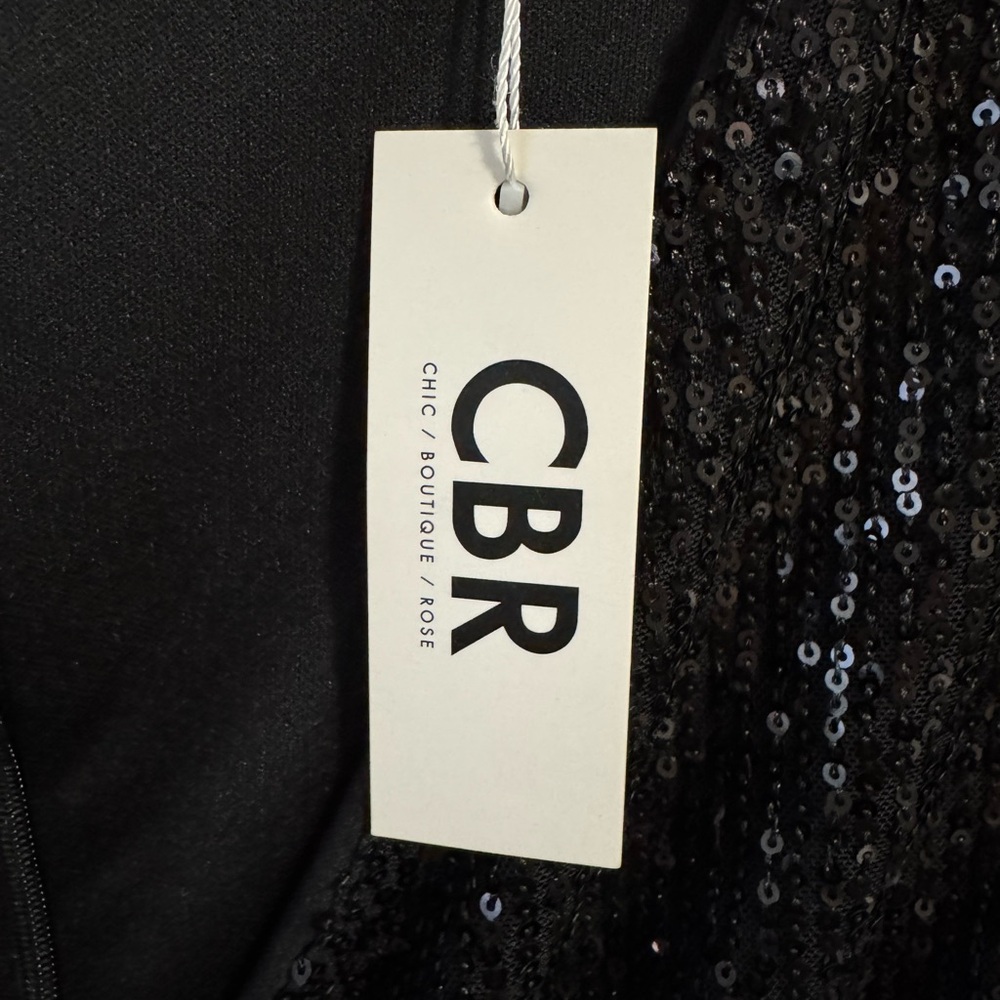 CBR Black Sequin Long Sleeve Wrap-Front Dress - Picture 5 of 7